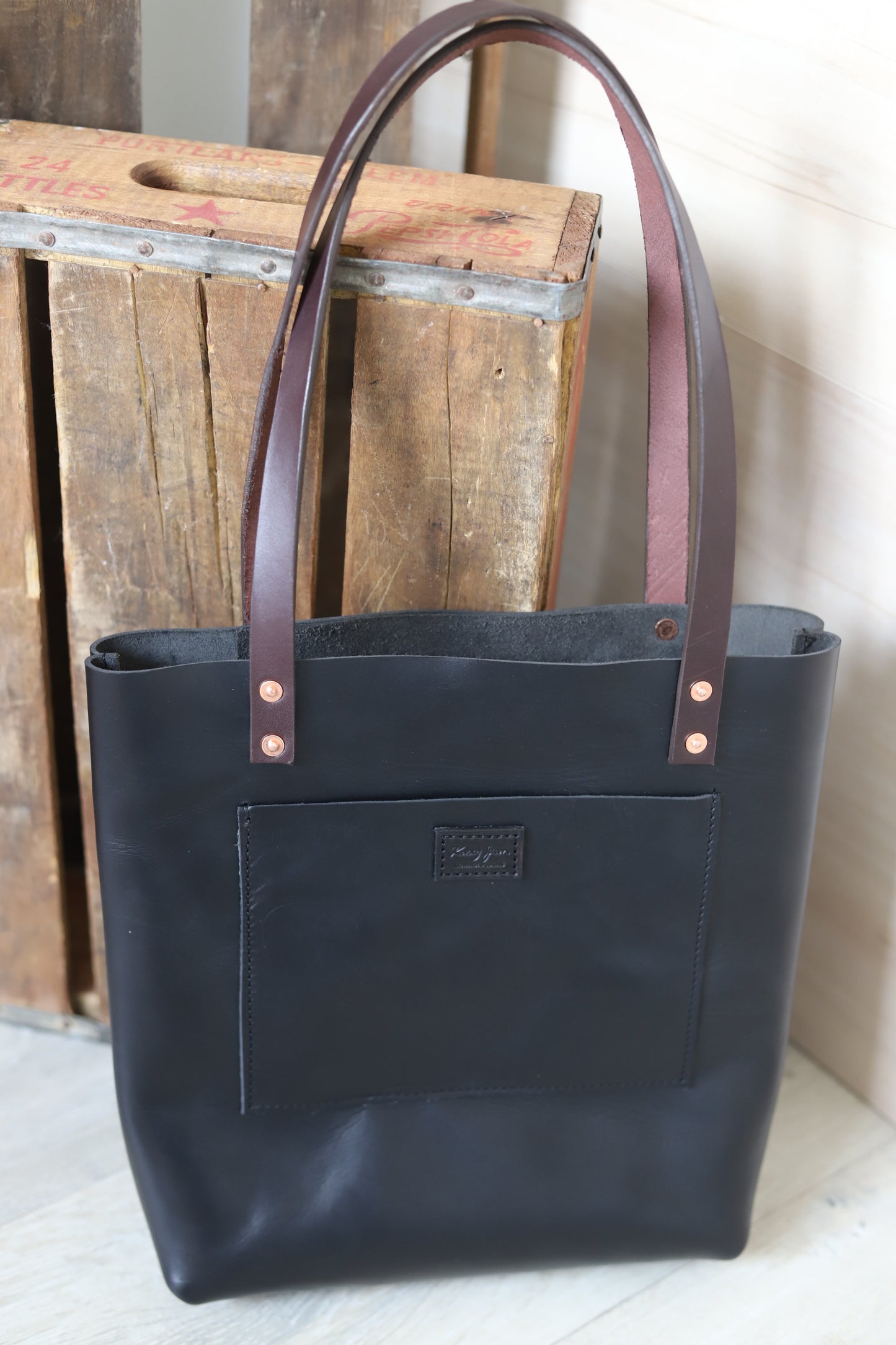 Black Beauty Leather Tote Bag