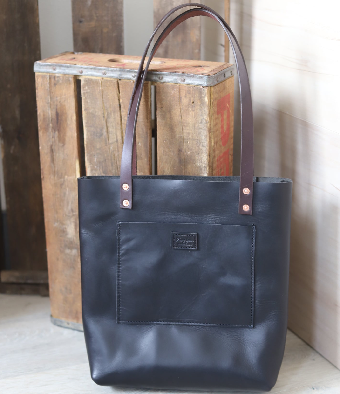 Black Beauty Leather Tote Bag