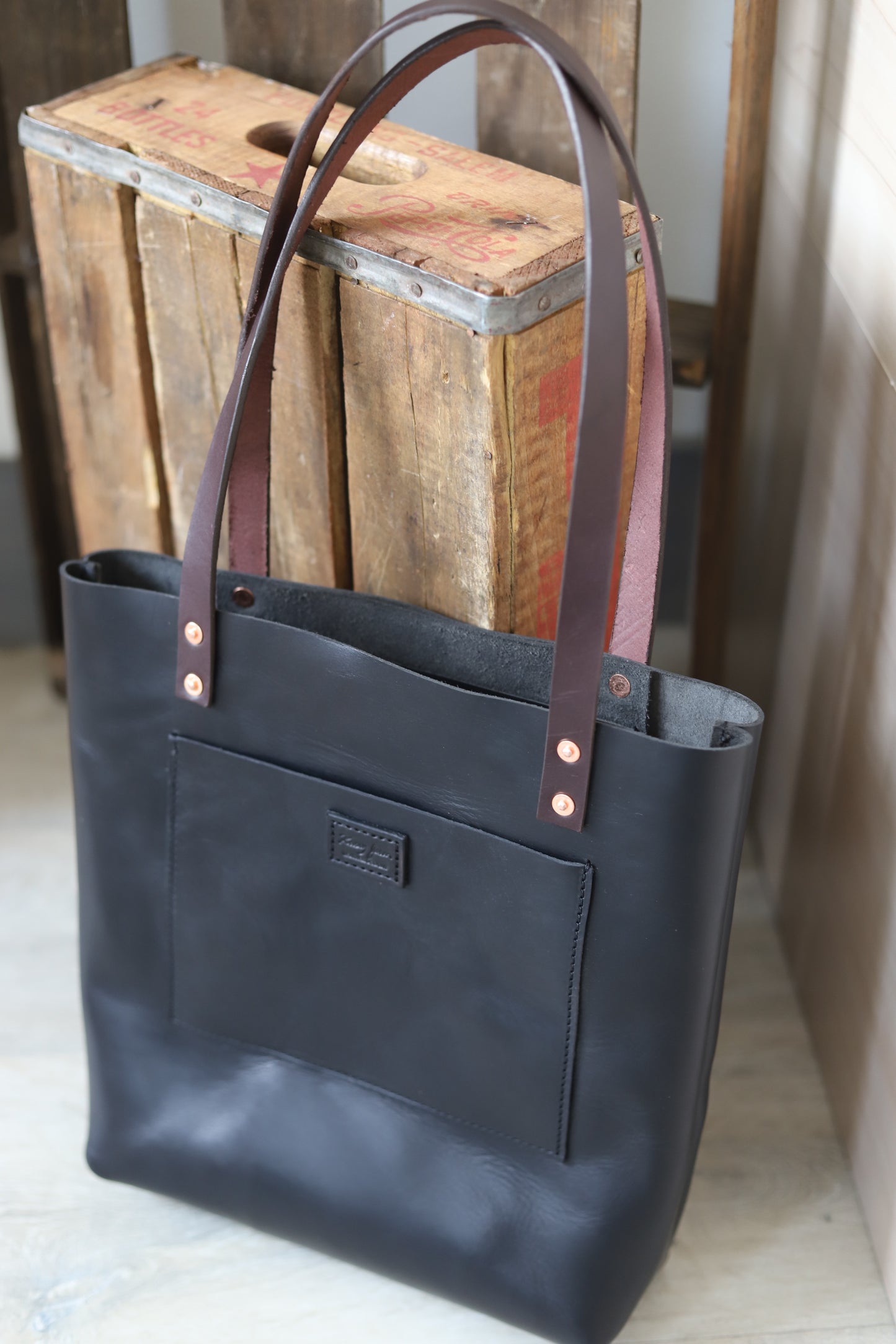 Black Beauty Leather Tote Bag