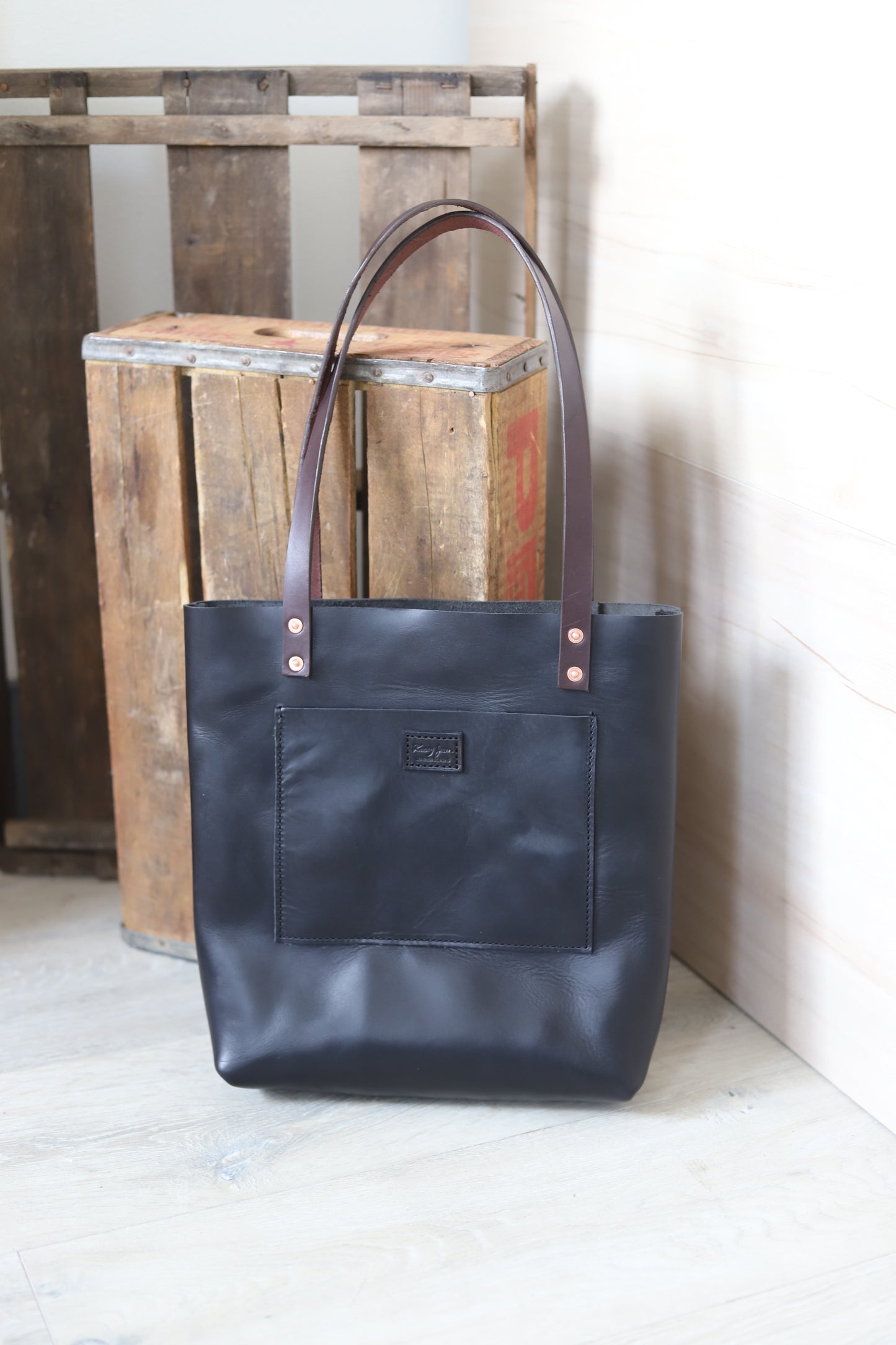 Black Beauty Leather Tote Bag