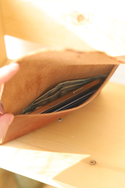 Essentials Raw Edge Leather Clutch