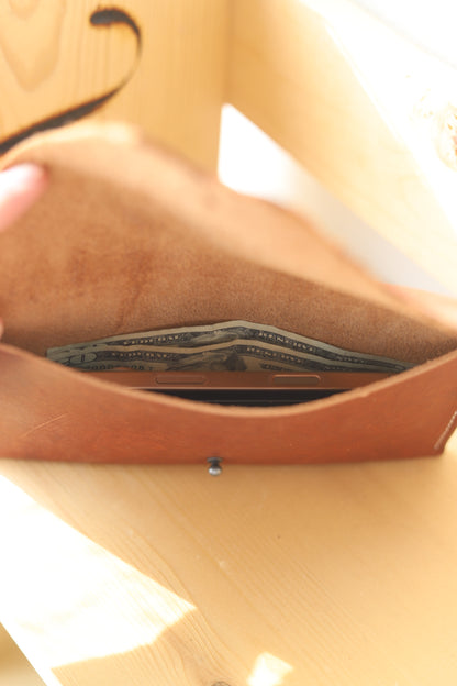 Essentials Raw Edge Leather Clutch