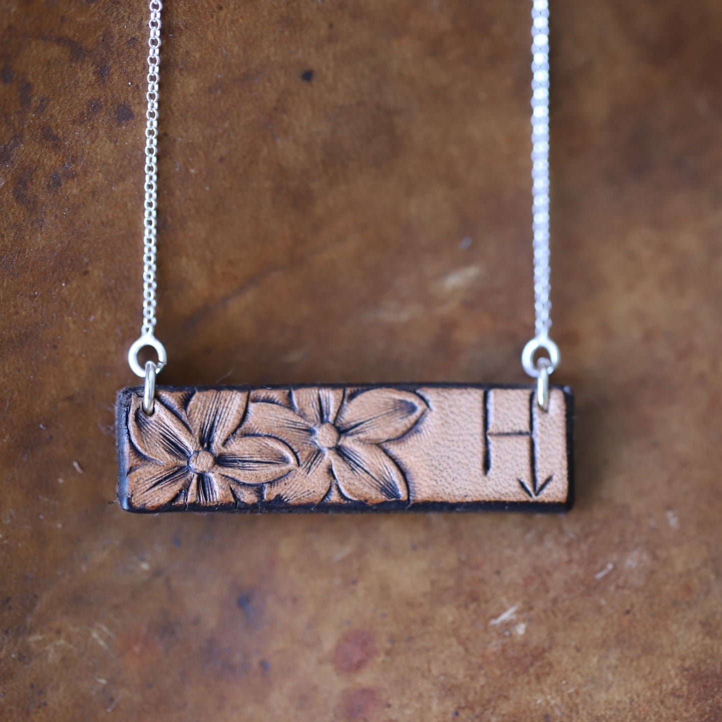 Custom Leather Bar Necklace