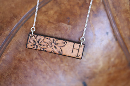 Custom Leather Bar Necklace