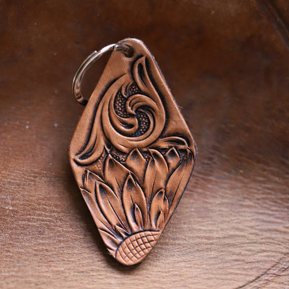 Sunflower and Scrollwork Motel Keychain