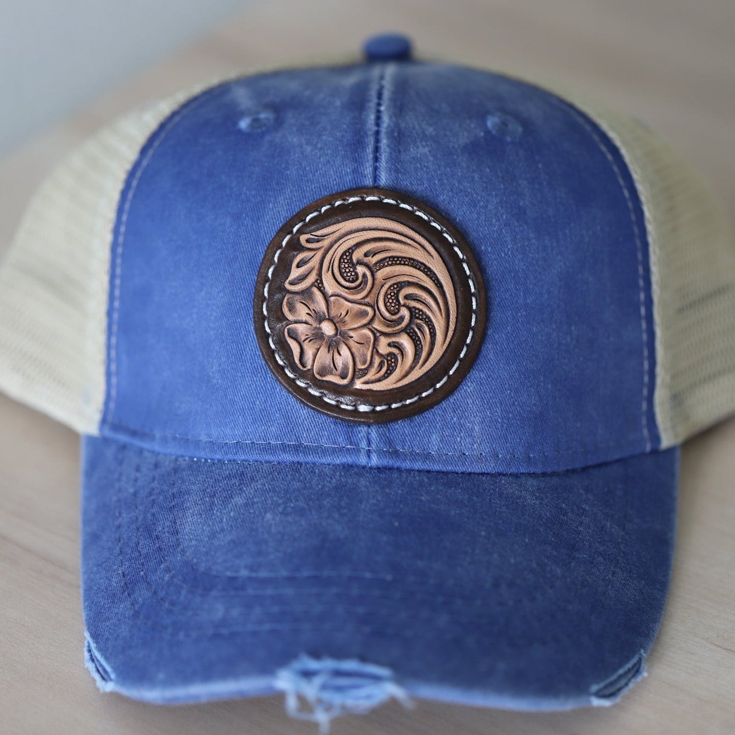 Leather Tooled Patch Hat