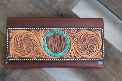 Turquoise Cactus Clutch Wallet