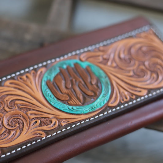 Turquoise Cactus Clutch Wallet