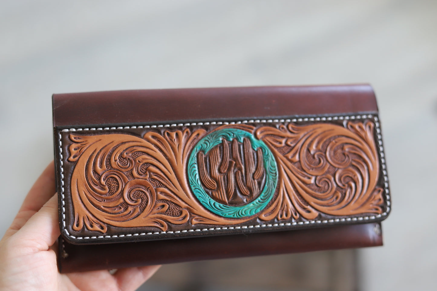 Turquoise Cactus Clutch Wallet