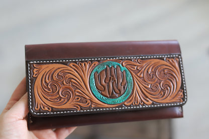 Turquoise Cactus Clutch Wallet